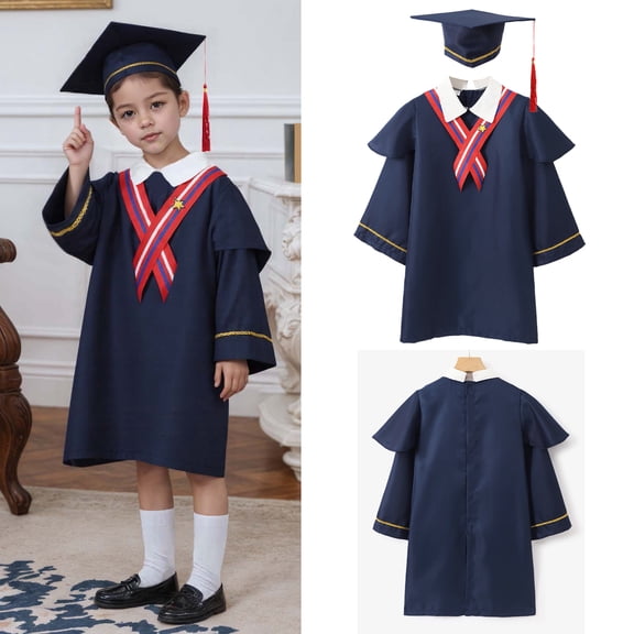 Kids Graduation Gown Pre k Graduation Cap and Gown Blue Kindergarten Cap and Gown Graduation Gift 5-7 Years
