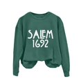 thumbnail image 4 of YVNAURA Women’s Vintage Salem 1692 They Missed One Witch Sweatshirt Funny Sarcastic Graphic Pullover Crewneck Long Sleeve Halloween Spooky Season Casual Fall Top 1 Pack, Green,L, 4 of 4