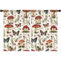Blackout Kids Curtains,Mushroom and Butterfly Childrens Insulated Curtains Set Of 2,Bedroom Essentials,Toddler Room Decor 42x63in(106x160cm)