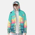 thumbnail image 2 of Vsdgher Rétro Palm Beach Imprimé Coucher de Soleil Sweat à Capuche Adulte pour Hommes Femmes, Manches Longues Protection Solaire Pêche pour Course Natation-Petit, 2 of 7