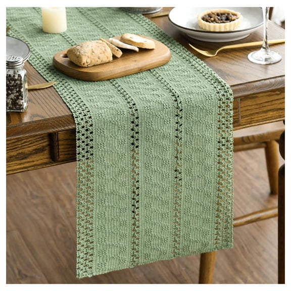 ARLAJO Table Runners 72 Inches Long,Cutout Kitchen Table Décor Table Runners,Ideal for Gatherings Table and Kitchen Décor Olive Green Table Runner Dining Room Table Decor,green