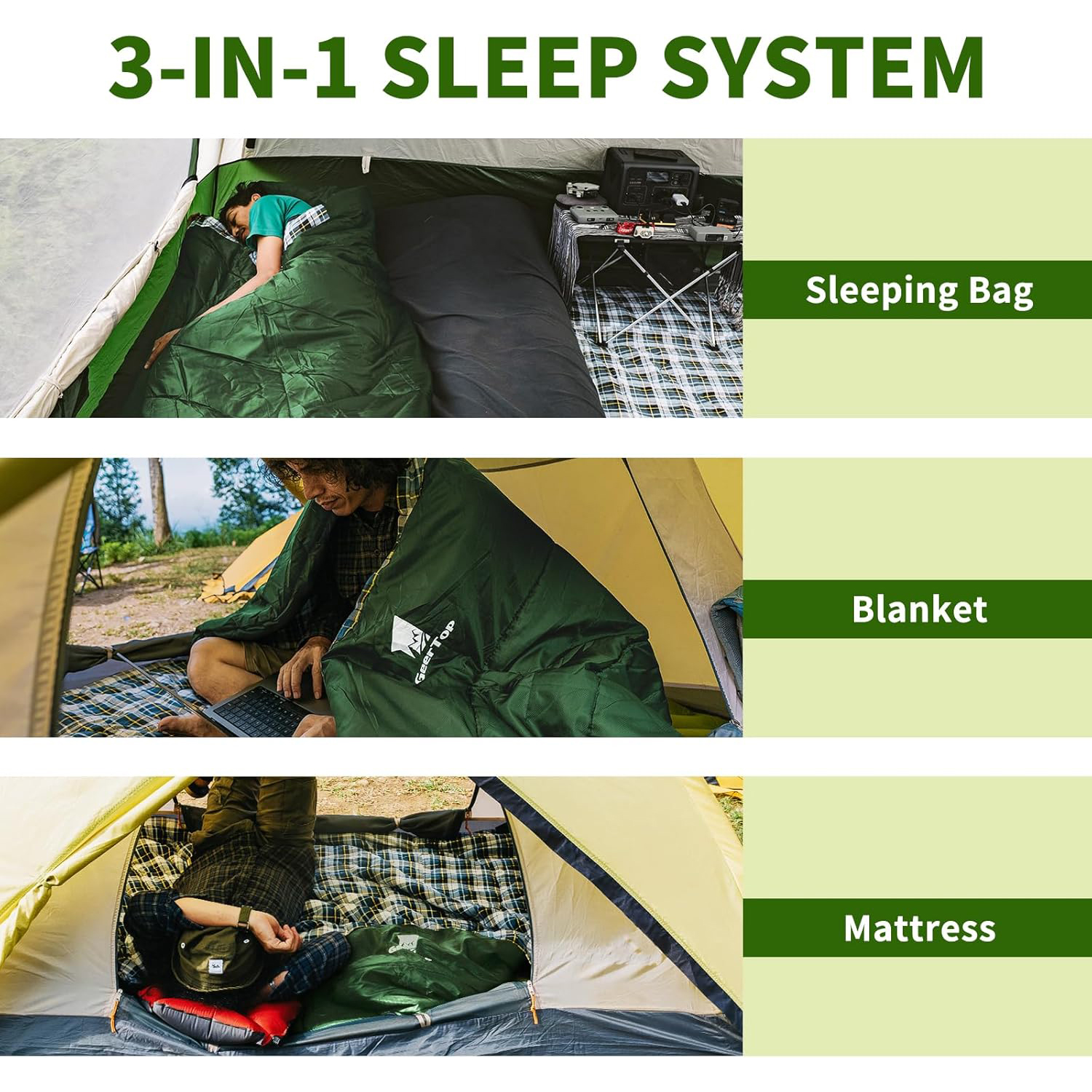 GEERTOP Flannel Sleeping Bags for Adults Big & Tall People Portable Cold Weather Envelope XXL All Seasons Camping Sleeping Bag