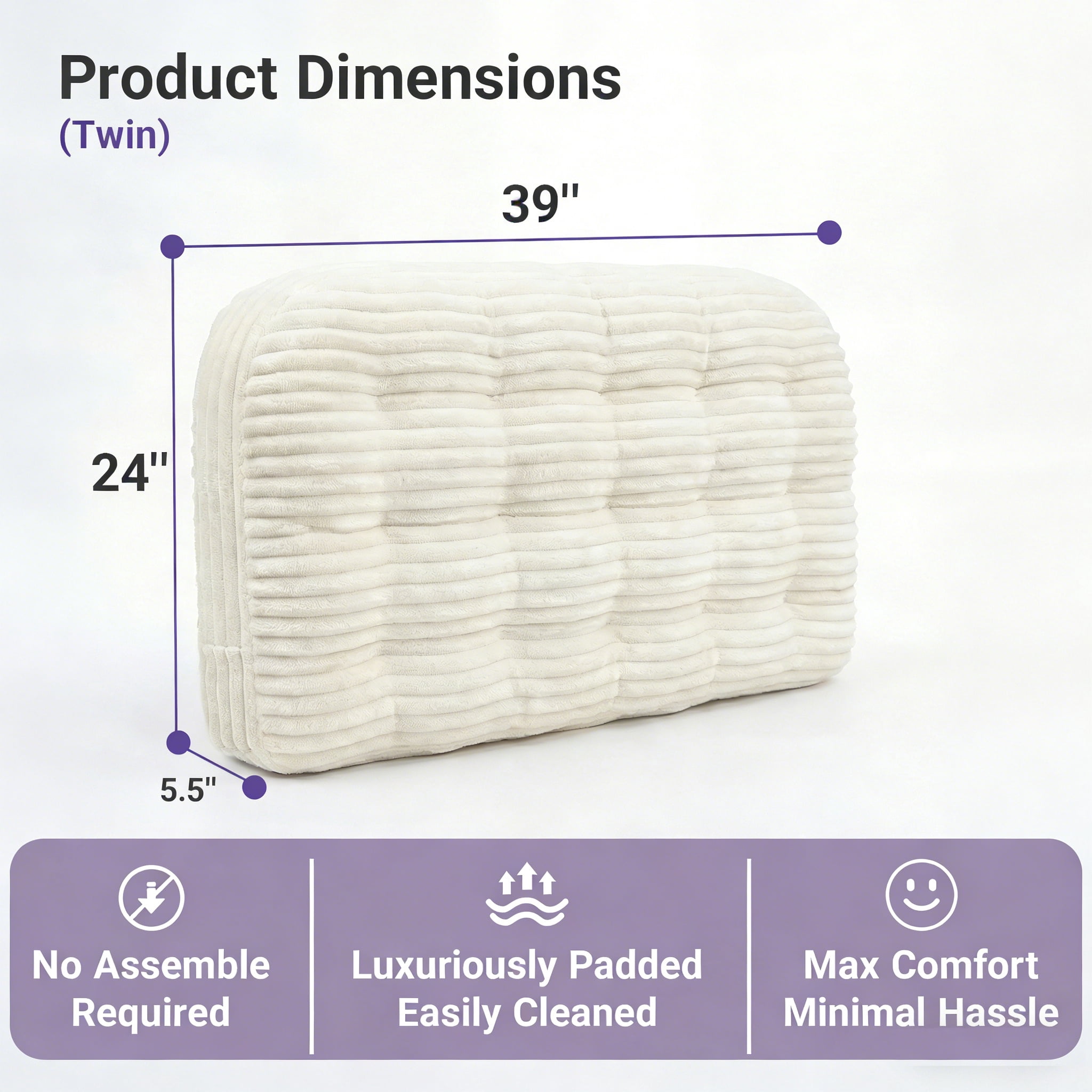 Modern Home Upholstered Twin Headboard,Stick on Headboard with Side Storage Bag, Headboard with Twin Size Memory Foam Head Board for Bedroom, Beige,Corduroy