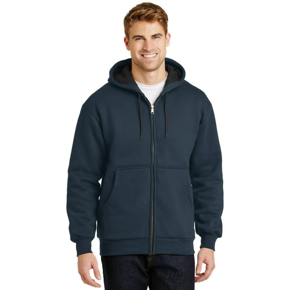 CornerStone Men's Heavyweight Full-Zip Hooded Sweatshirt with Thermal Lining. CS620