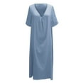 thumbnail image 4 of Robes à Col en V pour Femmes, Polyester Ample pour Usage Quotidien et Fêtes, 4 of 4