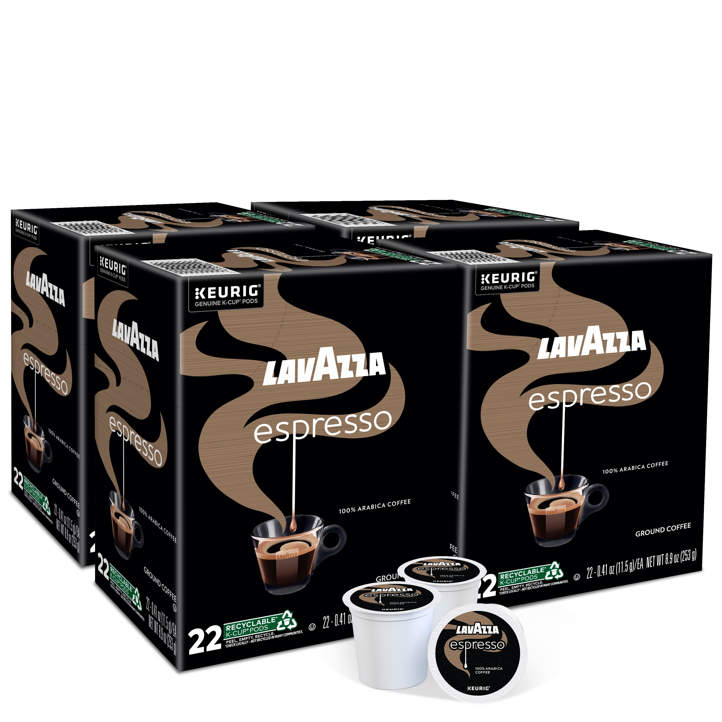 (4 pack) Lavazza Espresso Keurig K-Cup® Pods, Medium Roast, 100% Arabica (88 Pods)
