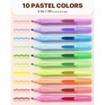 thumbnail image 2 of SHIYOU-Mignons Enlumineurs Pastel, 10 Pcs Enlumineurs Couleurs Assorties, Pointe Biseautée Douce, Vue Encre Claire, Ensemble d'Enlumineurs Esthétiques pour Organiser et Colorier, 2 of 4