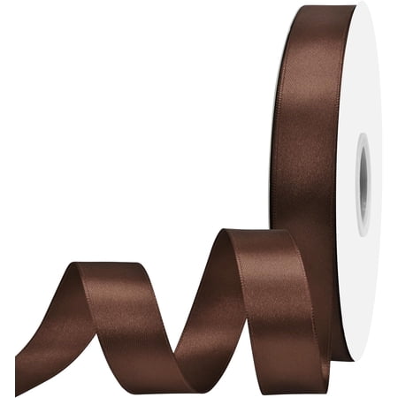 7/8 inch Wide 100 Yards Double Face Brown Satin Ribbon Fabric Ribbon for Gift Wrapping Very Suitable for Weddings Decoration Bouquet Balloons Arts Craft Sewing Hair Bow Invitation
