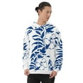 thumbnail image 5 of Unisex Dark Cerulean Blue Hibiscus Floral Hawaiian Printed Hoodie, 5 of 7