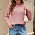 thumbnail image 5 of VISALY Pullover Crewneck Sweatshirt Crochet Sweaters Casual Long Sleeve Pullover Sweaters O Neck Oversized Ribbed Knit Fall Winter Sweater Loose Fit Hoodie Baggy Sweaters Tunic Sweater Pink S, 5 of 8