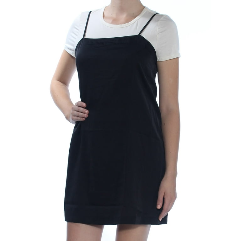 KENSIE Womens Black W/undershirt Spaghetti Strap Shift Dress M