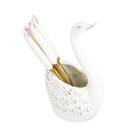 

Light luxury swan fruit fork stainless steel dessert fork cake dessert ceramic fork set