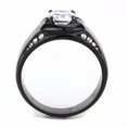 thumbnail image 3 of 7x7mm Cushion Cut CZ Center Two Row Side Stone Black IP Stainless Steel Mens Ring - Size 9, 3 of 4