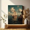 thumbnail image 6 of Antique Sailing Ship Seascape Canvas Beach House Nautical Fine Wall Art, 6 of 8