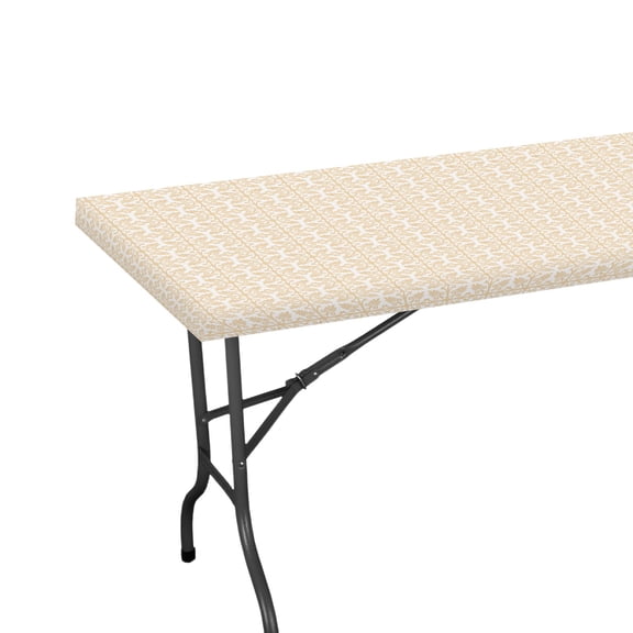 Uxcell 48"x30" Rectangle Plastic Tablecloth, Waterproof Elastic Fitted Table Covers for Picnic/Camping/Outdoor [Khaki]