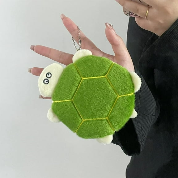 1pc Cute Money Turtle Plush Coin Purse Pouches Wallets for with Ball Chain Green 150x120mm