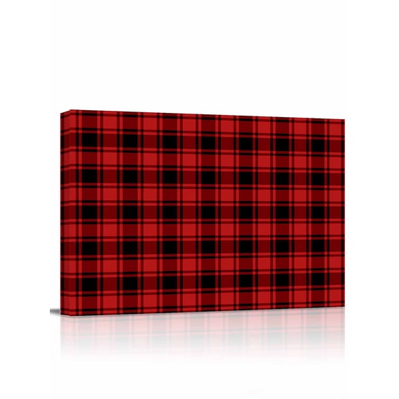 Red Black Plaid Wall Art for Living Room,Canvas Picture Wall Decor for Bathroom Bedroom,Vintage Farmhouse Abstract Buffalo Check Painting Artwork for Office Kitchen Hallway Dining Room Decor 12"x16"