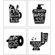 thumbnail image 1 of 4 piezas decoración de la pared del baño decoración del baño arte de la pared impresiones en lienzo blanco y negro decoración moderna del baño cartel inspirador para la decoración del hogar del b, 1 of 5