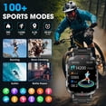 thumbnail image 5 of Haulvean Smart Watch for Men, 2.01-inch Military Smart Watch, fits for Android and Iphone Devices, with 1100mA/IP68 Waterproof/Answer/Make Calls/100+ Sport Modes Fitness Tracker (Black), 5 of 6