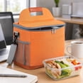 thumbnail image 3 of THOPBPRK Large Capacity Crossbody Picnic Bag Insulated Lunch Cooler Tote Handheld Food Carrier with Adjustable Shoulder Strap for Outdoor Travel Family Camping and Beach Outings , Orange, 3 of 5
