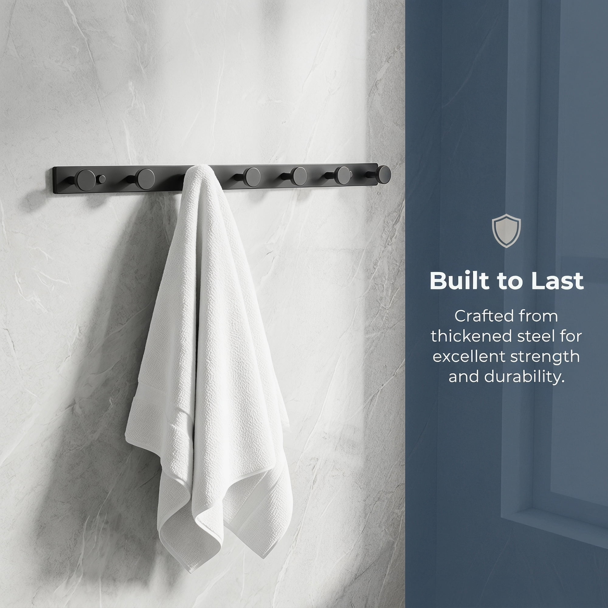 Unique Bargains Coat Rack Wall Mount Aluminum Hook Hat Rack for Entryway Black 19.3" x 1.2"