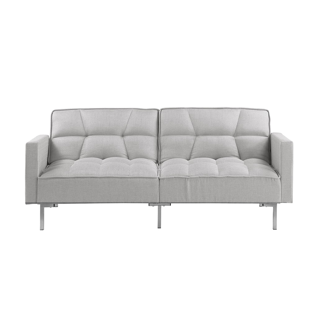 Kepooman Modern Upholstered Convertible Sofa Bed with Armrest for Living Room, Light Grey Kepooman Modern Upholstered Convertible Sofa Bed with Armrest for Living Room, Light Grey