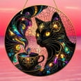 thumbnail image 5 of Black Cat Suncatcher,Halloween Black Cat Garden Ornaments,Black Cat Coffee Stained Glass Wall Art,Sun Catchers Indoor Window Black Cat Acrylic Suncatcher Window Hanging Decoration Sun Catcher Decor, 5 of 9