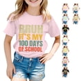 thumbnail image 1 of SUXIAN T-Shirts pour Enfants Mode Décontractée Imprimé Col Rond Ample Manches Courtes T-Shirt Haut Col Rond Hauts pour Filles Rose_002 12-13 Ans, 1 of 5