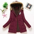 thumbnail image 2 of Women Solid Color Coat Button Down Overcoat Warm Winter Overcoat Long Sleeve Cardigan Fluffy Jacket Windproof Outer Coat, 2 of 5