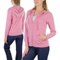 thumbnail image 6 of ToBeInStyle Women's Thin Fabric Long Sleeve Kangaroo Pocket Zip Up Hoodie - Mauve - Medium, 6 of 7