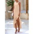 thumbnail image 4 of Vestido largo PRETTYGARDEN para mujer, verano 2025, con volantes, color albaricoque, 4 of 9