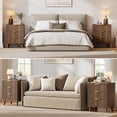 thumbnail image 7 of Aufeile Nightstand Set of 2 for Bedroom, Modern Fluted Nightstands with Charging Station, 3 Drawer Wood Bedside Table & End Tables for Bedroom, Living Room, Walnut, 7 of 7