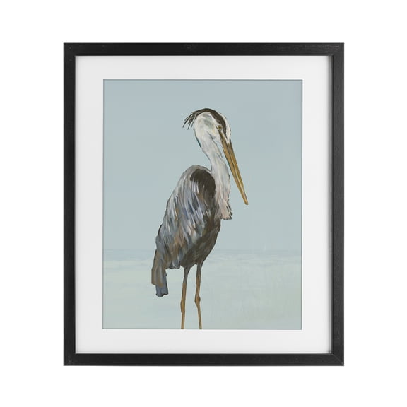 Stupell Industries Coastal Pelican Muted Blue Black Framed Print Under Glass, design by Julie DeRice