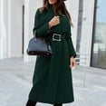 thumbnail image 3 of Clearance Long Coats for Women Women's Elegant Lapel Collar Double Breasted Pea Coat Regular Wool Blend Overcoat Coat Belt, 3 of 6