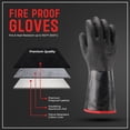 thumbnail image 2 of Flame Fusion BBQ Gloves 932℉ Heat Resistance Cooking Barbecue Gloves Waterproof Grilling Gloves for Grill, Smoker, Cooking, Pit, Barbecue(14inch), 2 of 8