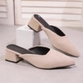 thumbnail image 5 of Bxsruta Women's Pointed-Toe Slip-On Mules with Low Block Heel, Soft Breathable Fabric for Versatile Casual and Office Wear, 5 of 8