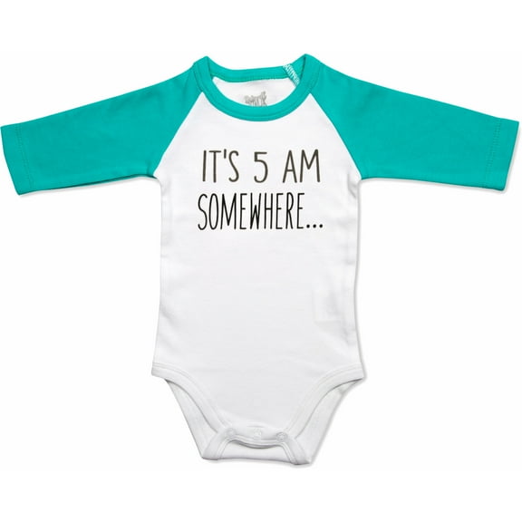 5 AM - 12-24 Months 3/4 Length Teal Sleeve Onesie
