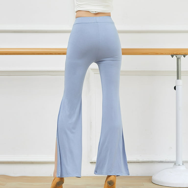 Wyongtao Women's Bootcut Yoga Pants Work Pants Split Hem Full Length Flare  Leggings Light Blue M