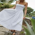 thumbnail image 4 of Women Midi Dress Summer Strapless Patchwork Solid Color Dress, 4 of 5