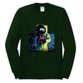 thumbnail image 2 of Wild Bobby, Colorful Cosmic Neon Astronaut Lunar Spaceman Moon Galaxy, Fashion, Men Long Sleeve Shirt, Forest Green, Small, 2 of 4