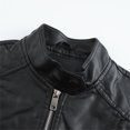 thumbnail image 3 of Usmixi 2023 Leather Jacket for Women Winter Faux Leather Jacket for Women Stand Collar Open Front Trendy Bomber Jacket Fall Long Sleeve Lightweight Solid PU Cropped Coat with Pocket Weekly, 3 of 6