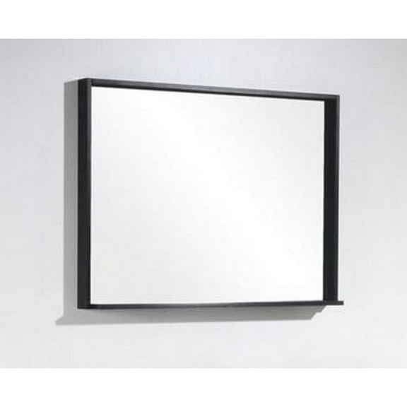 Bliss 38" Framed Mirror With Shelve, Black Wood Finish