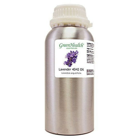 GreenHealth Lavender 40-42 – 8 fl oz (237 ml) Aluminum Bottle w/Plug Cap – 100% Pure Essential Oil