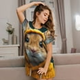thumbnail image 3 of Rocae Modern Yellow Sweater Guinea Pig for Nightgowns for Women Sleep Shirts Short Sleeve Nightshirt Pullover Nightdress, 3 of 6