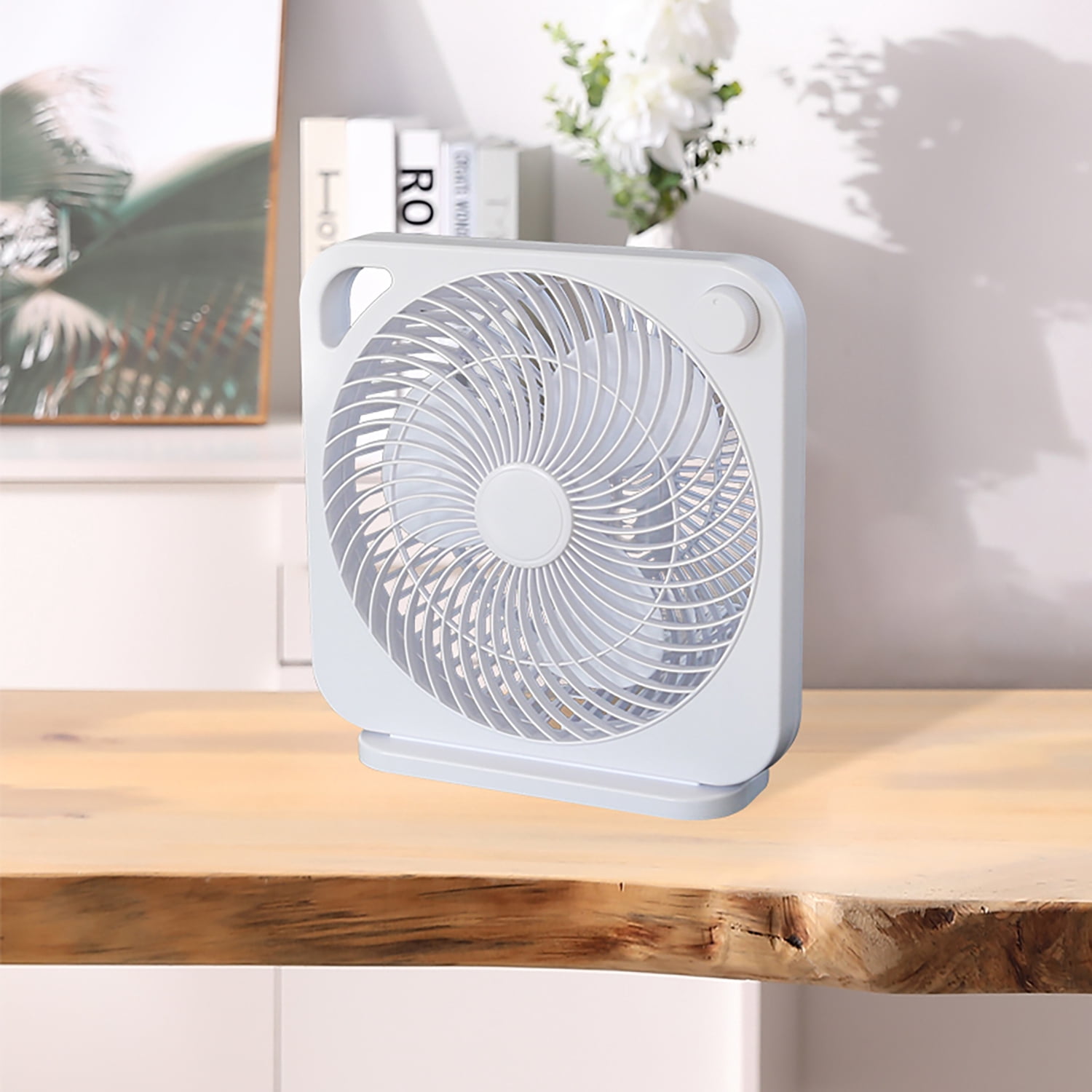 Mainstays 9 in 3-Speed Indoor Personal Table Fan with Portable Handle, White, Model FN2006W
