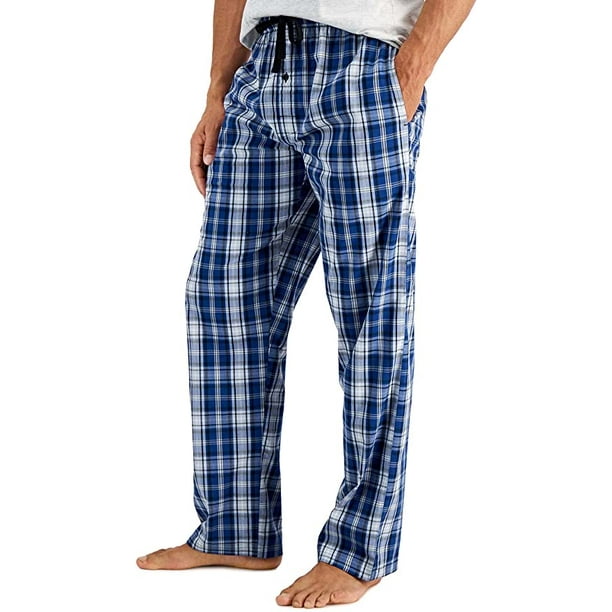 Hanes Men's Cotton Woven Pajama Pant, Blue Plaid, Small - Walmart.com