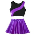 thumbnail image 4 of iiniim Girl's Sleeveless Ballet Dance Crop Top with Glossy Metallic Ruffle A-Line Skirt Hip Hop Jazz Latin Dancewear Purple 10, 4 of 7