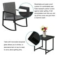 thumbnail image 6 of 3 Piece Rocking Bistro Set Wicker Patio Outdoor Furniture Porch Chairs Conversation Sets with Two Rocking Chairs, Glass Coffee Table, Durable Patio Furniture Set for Backyard Porch Poolside, Q9776, 6 of 12