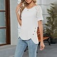 thumbnail image 5 of Ltctricy Women's Tops Trendy Lace Short Sleeve Crew Neck Asymmetrical Hem T Shirts Casual Tunic Blouses, 5 of 7