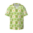 thumbnail image 2 of Lsque Avocado And Toast print Men's Cuban Collar Short Sleeve Shirt Summer Beachwear Casual Button Down Fashionable Vacation Leisure Shirt-X-Large, 2 of 7